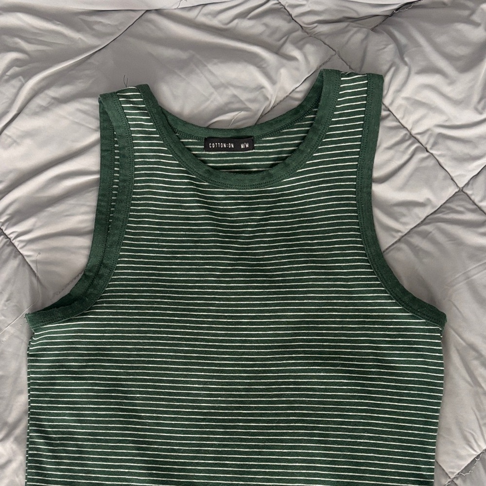 Cotton On Forest Green & White Striped Tank Dress - Picture 2 of 6